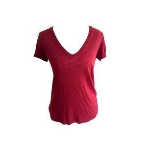 J.Crew Vintage Cotton V-Neck Tee Shirt Berry Red Womens XS Short Sleeve